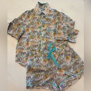 NWOT Liberty London x Antonio Melani Paisley Pajama Set with Blue Accents